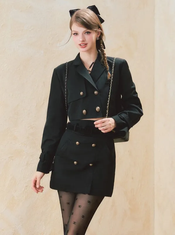 レトロフレンチシックショートジャケット+ハイウエストスカート【予約商品】 sold by Belchic