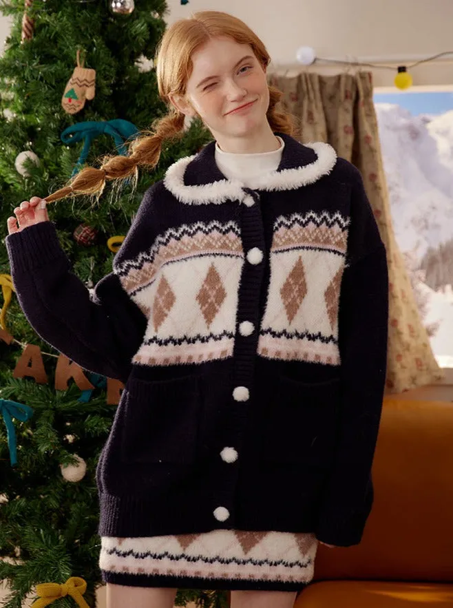 アーガイルニットカーディガン+アーガイルニットスカート sold by Belchic