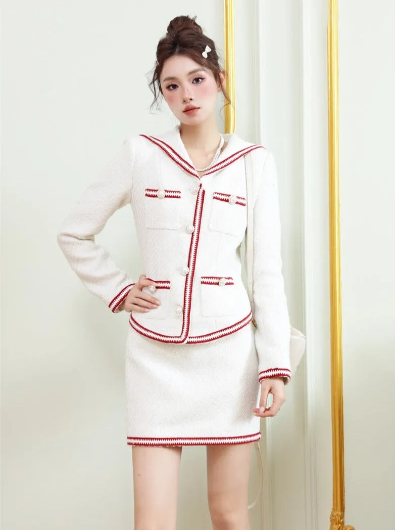 スタイルコントラストカラーエッジデザイントップス+タイトスカート sold by Belchic product image thumbnail 2