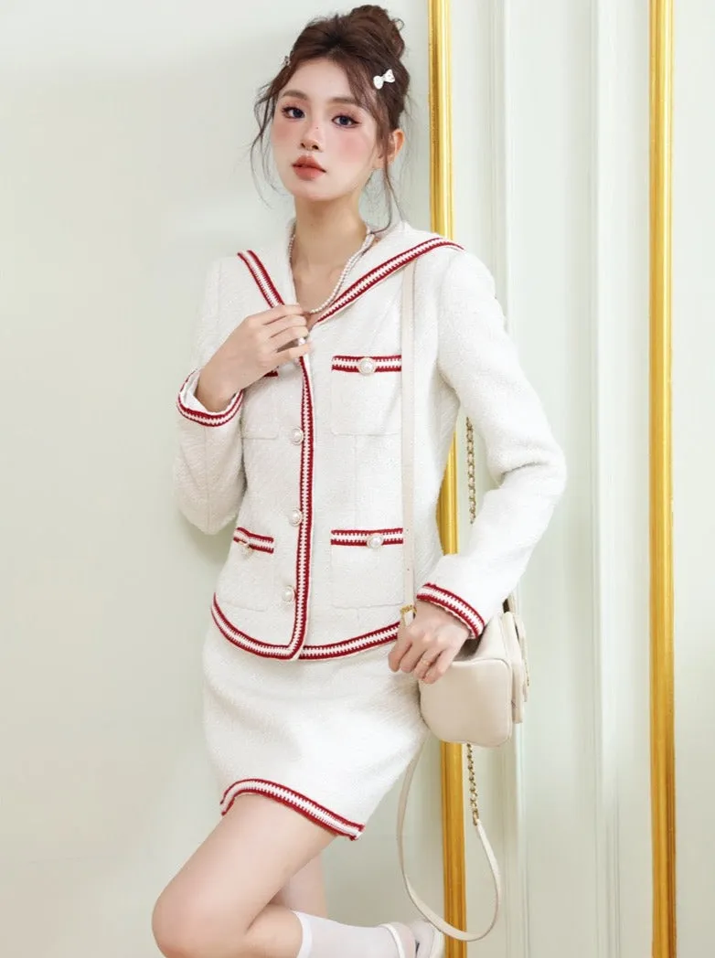 スタイルコントラストカラーエッジデザイントップス+タイトスカート sold by Belchic product image thumbnail 3