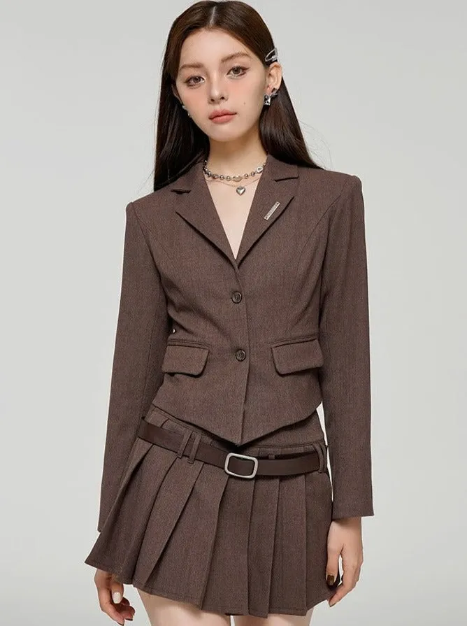 エレガントウエストマークジャケット+プリーツスカート sold by Belchic