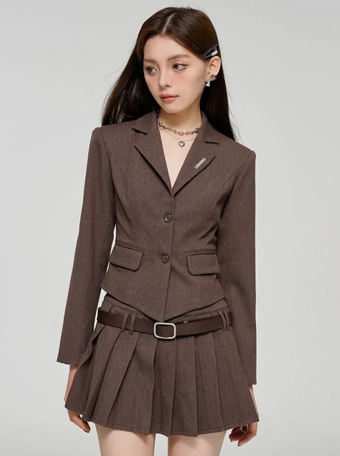 エレガントウエストマークジャケット+プリーツスカート sold by Belchic product image thumbnail 3