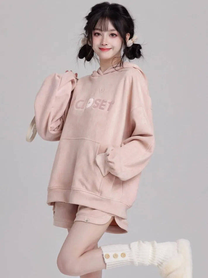 ワードローブスエードフードトップス+スリットショートパンツ sold by Belchic product image thumbnail 5