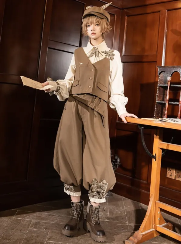 スイートクールベスト＋ブラウンシャツ＋バルーンパンツ sold by Belchic