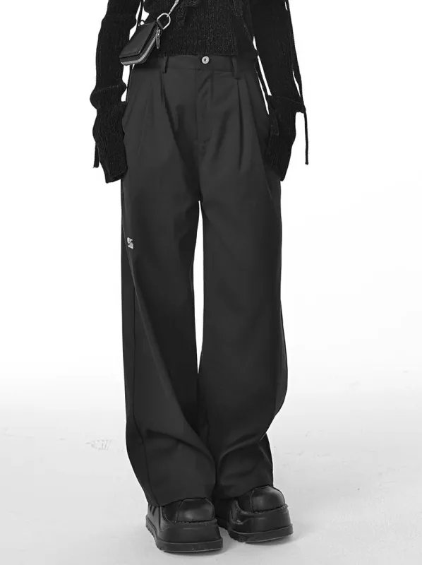 ブラックストレートワイドレッグパンツ sold by Belchic