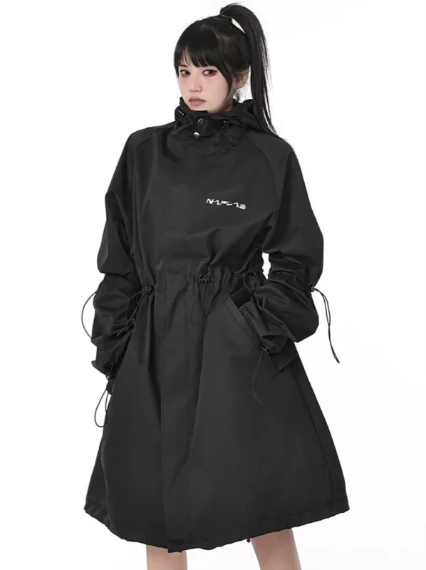 クールカジュアルルーズドローストリングハイネックフーディージャケット sold by Belchic