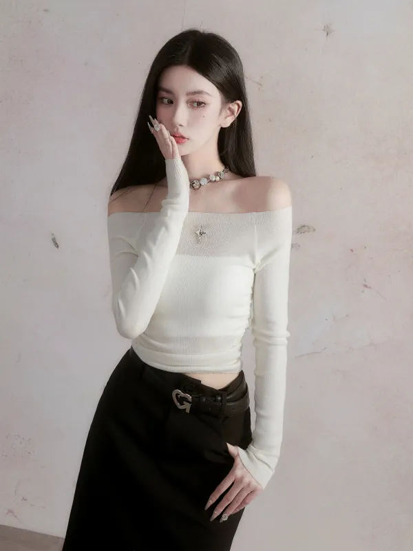 ジェントルオフショルダータイトトップス sold by Belchic