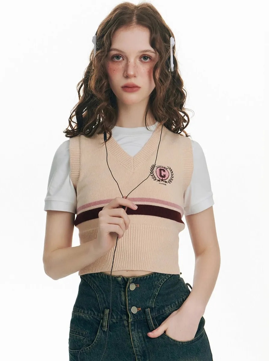 トレンディーブランドレトロカレッジスタイルニットベスト sold by Belchic