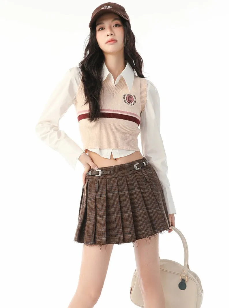 トレンディーブランドレトロカレッジスタイルニットベスト sold by Belchic product image thumbnail 3