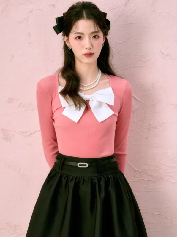 ビックサテンリボンスリムトップス sold by Belchic