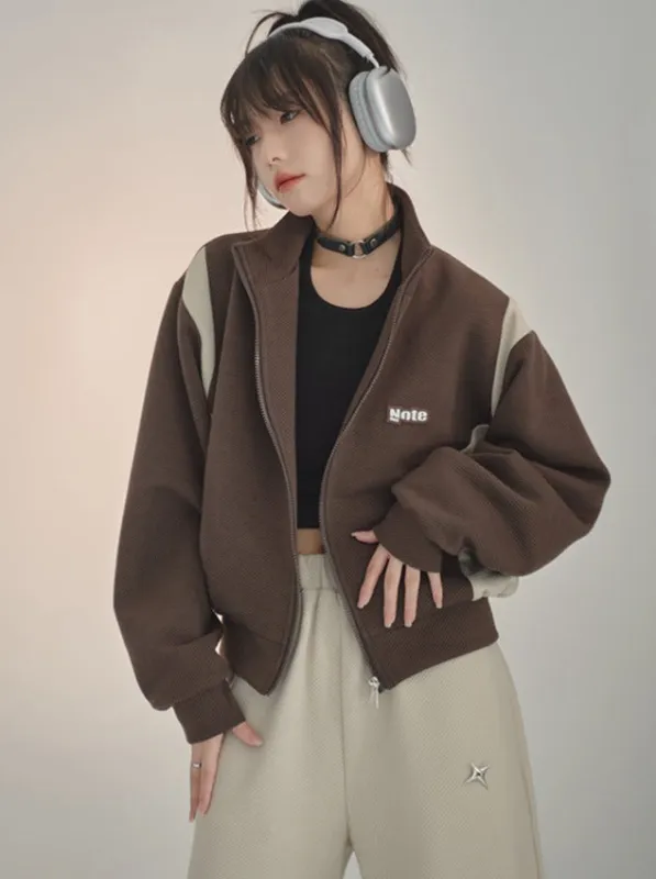 ステッチコントラストカラースタンドカラージャケット sold by Belchic