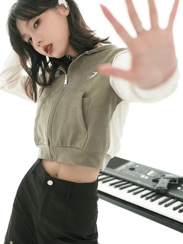 コントラストカラーショートフーディージャケット sold by Belchic