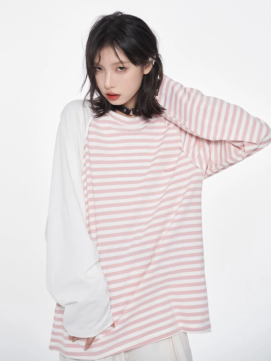 ストライプスプライシングルーズラグランスリーブアシメロンT sold by Belchic product image thumbnail 3