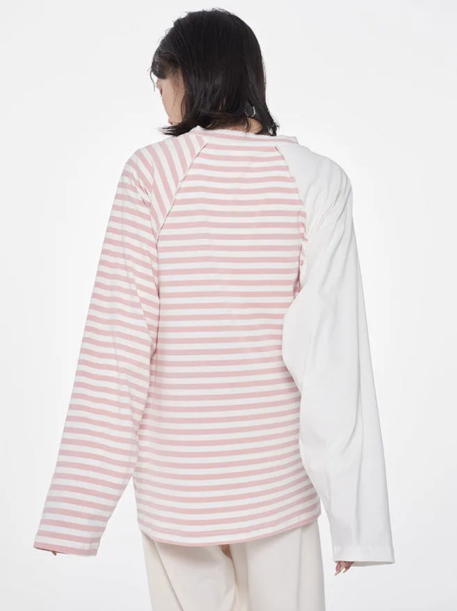 ストライプスプライシングルーズラグランスリーブアシメロンT sold by Belchic product image thumbnail 4