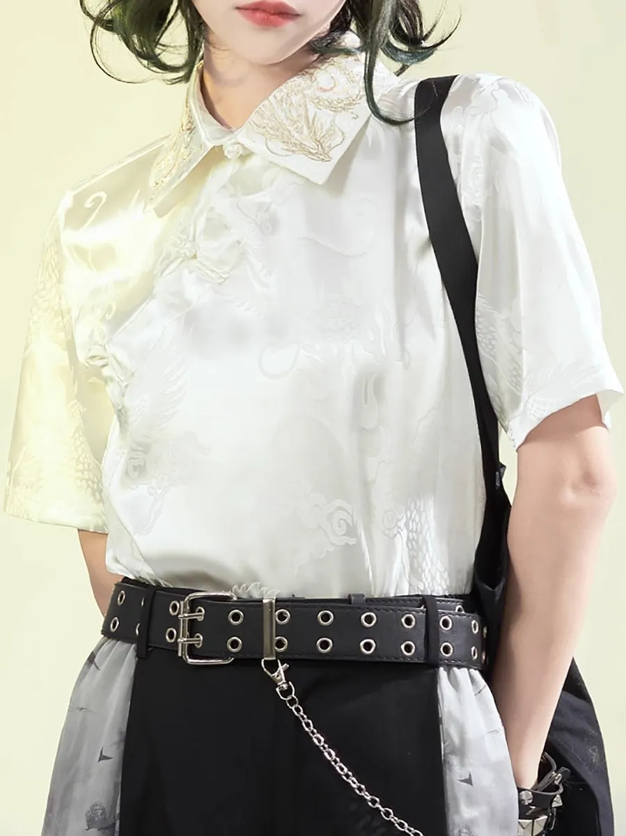 ダークパターンエンブロユニセックスチャイナシャツ sold by Belchic product image thumbnail 2