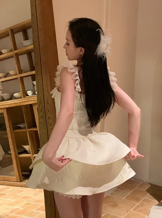 フレンチピュアデザイアリボンスリーブトップハイウエストショートスカートセットアップ sold by Belchic product image thumbnail 4