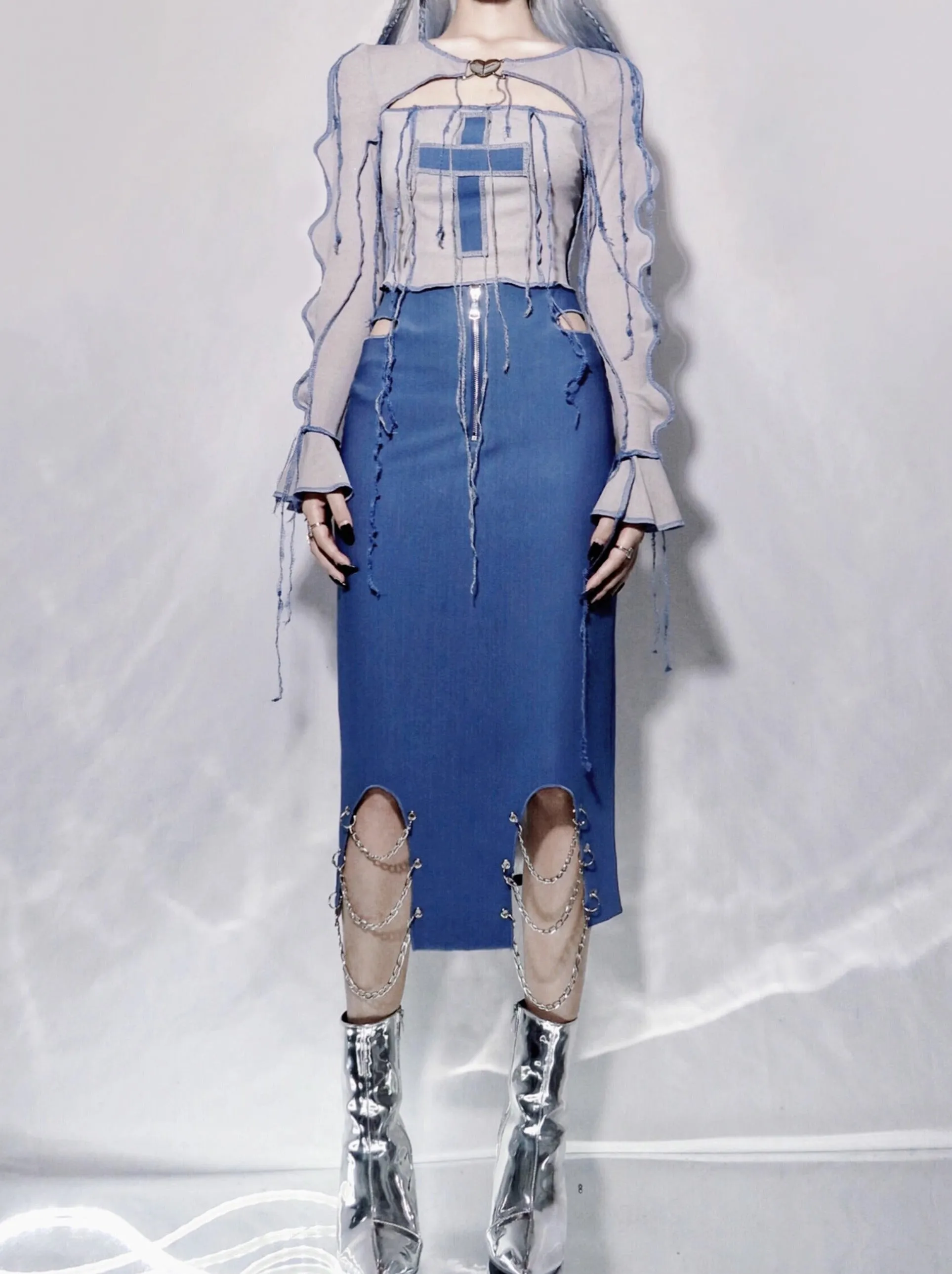 Y2Kクロスタッセルストリーマーニットトップ sold by Belchic product image thumbnail 4