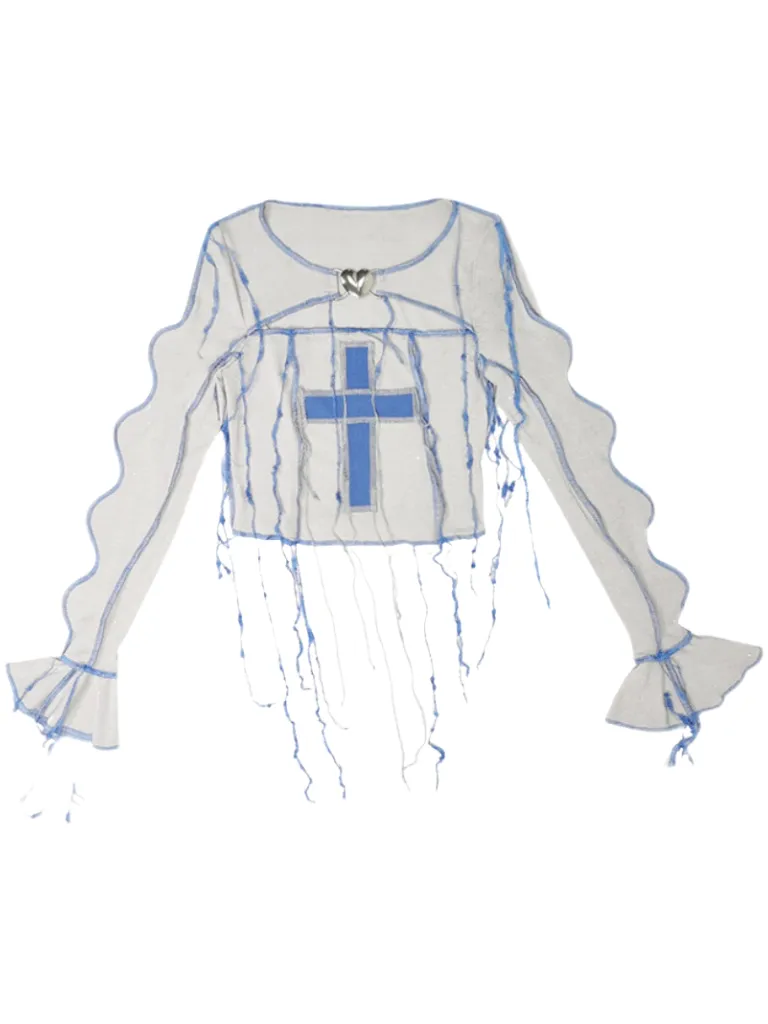 Y2Kクロスタッセルストリーマーニットトップ sold by Belchic product image thumbnail 5