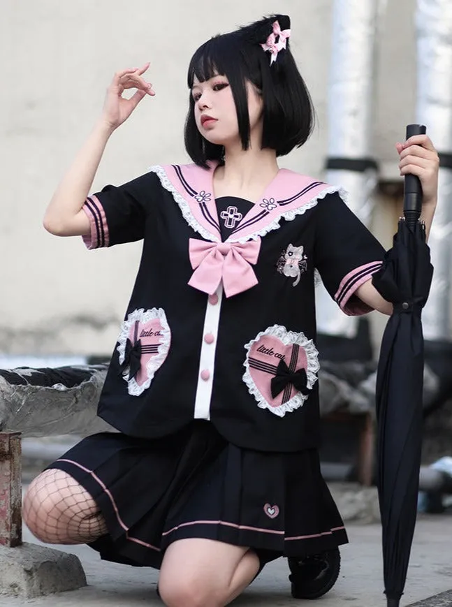 ブラックピンクセーラーレースセットアップ sold by Belchic product image thumbnail 2