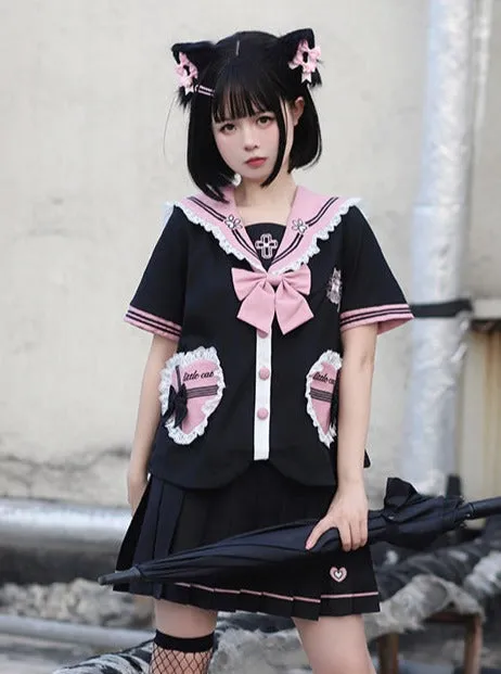 ブラックピンクセーラーレースセットアップ sold by Belchic product image thumbnail 4