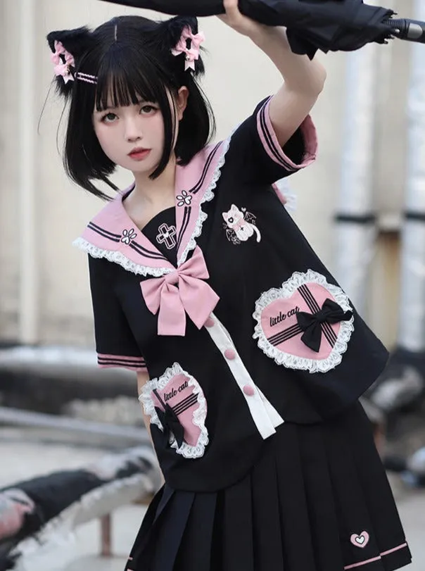 ブラックピンクセーラーレースセットアップ sold by Belchic product image thumbnail 3