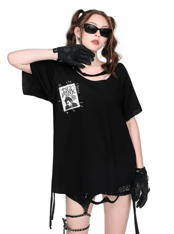 メタルピンスプリットパンクロックTシャツ sold by Belchic