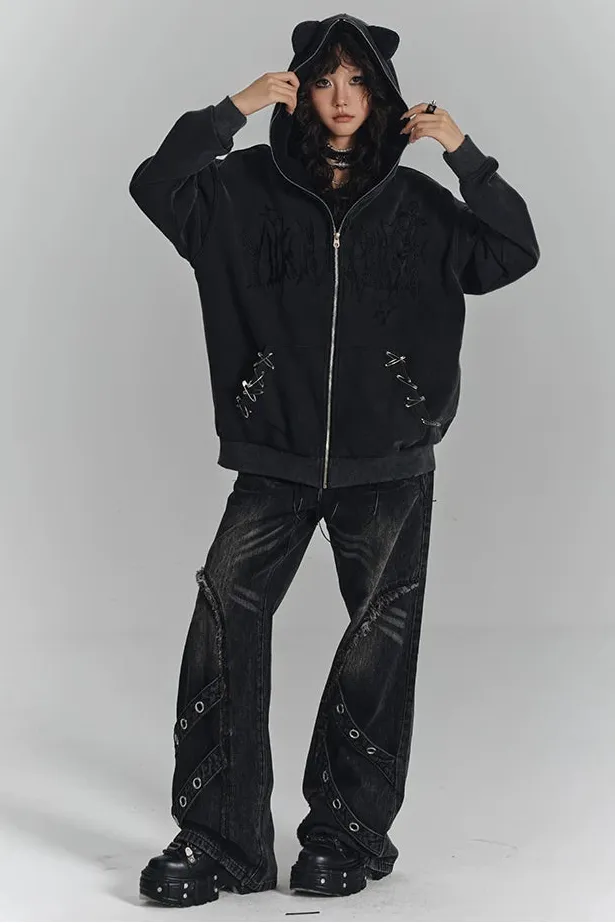 レトロウォッシュドフレイドジーンズパンツ sold by Belchic product image thumbnail 5