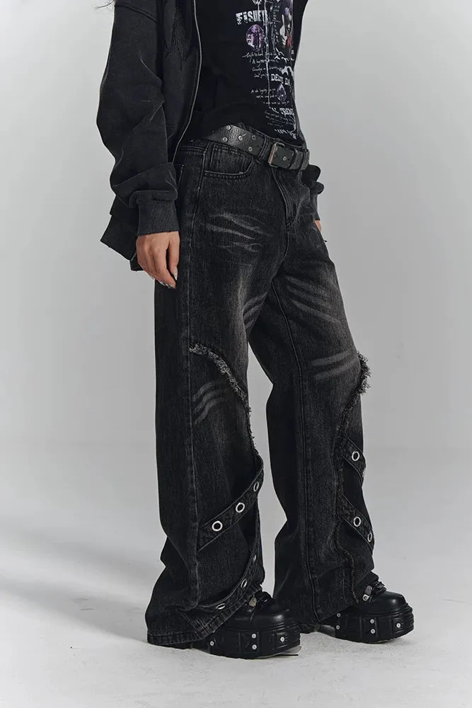 レトロウォッシュドフレイドジーンズパンツ sold by Belchic product image thumbnail 4