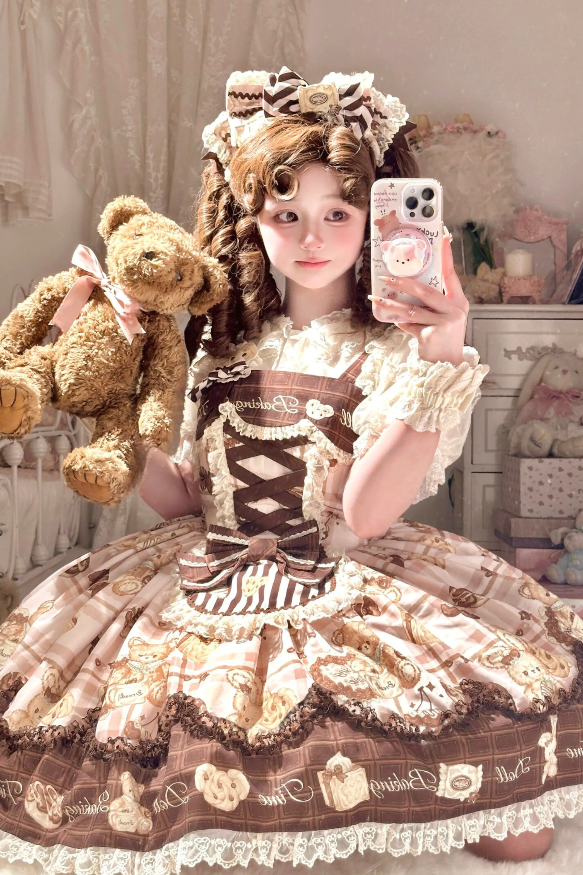 ベアティーパーティーロリータドレス+ジャンパースカート+シャツ+カチューシャ+ブローチ+エプロン sold by Belchic product image thumbnail 3