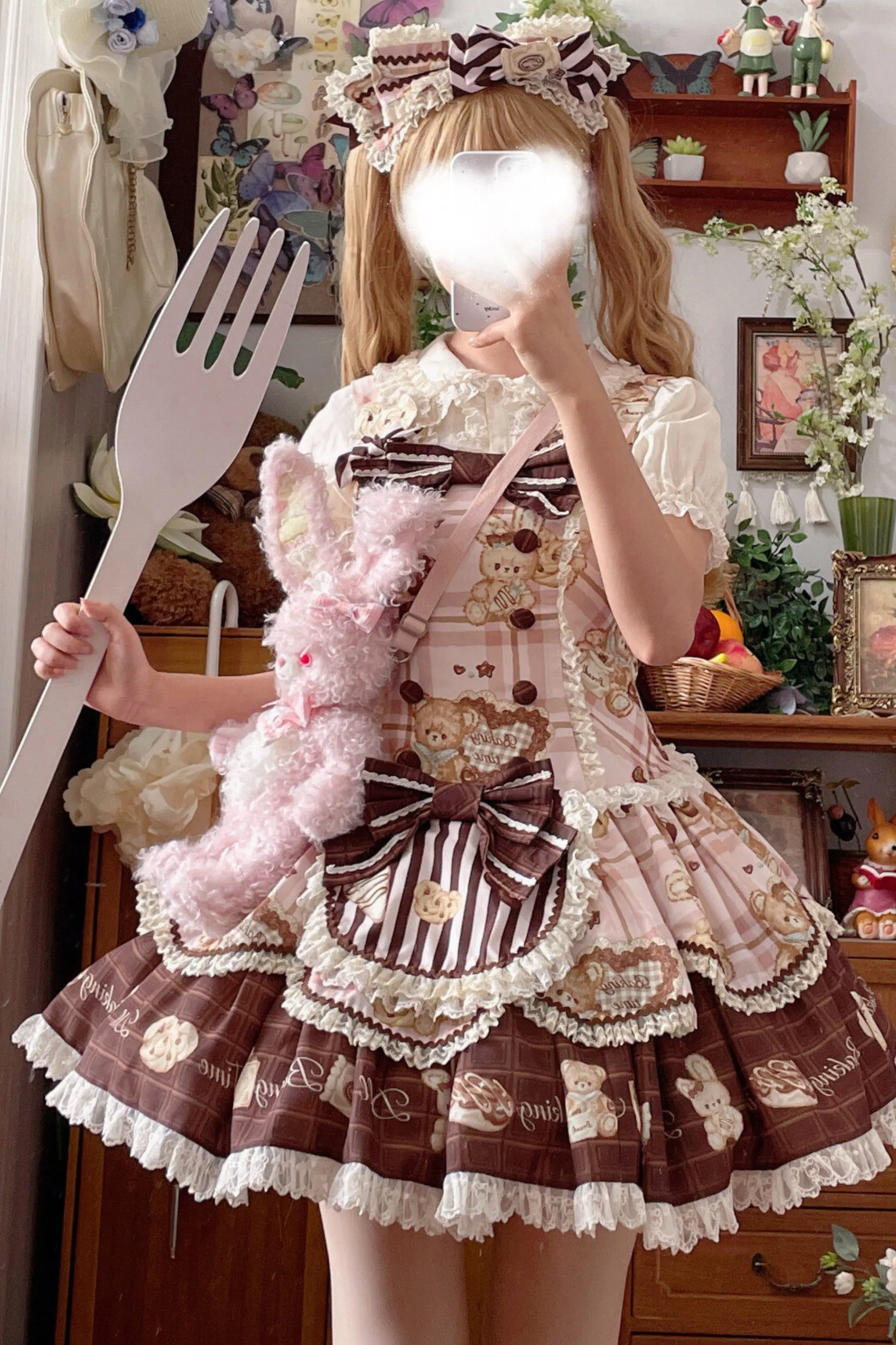 ベアティーパーティーロリータドレス+ジャンパースカート+シャツ+カチューシャ+ブローチ+エプロン sold by Belchic product image thumbnail 4