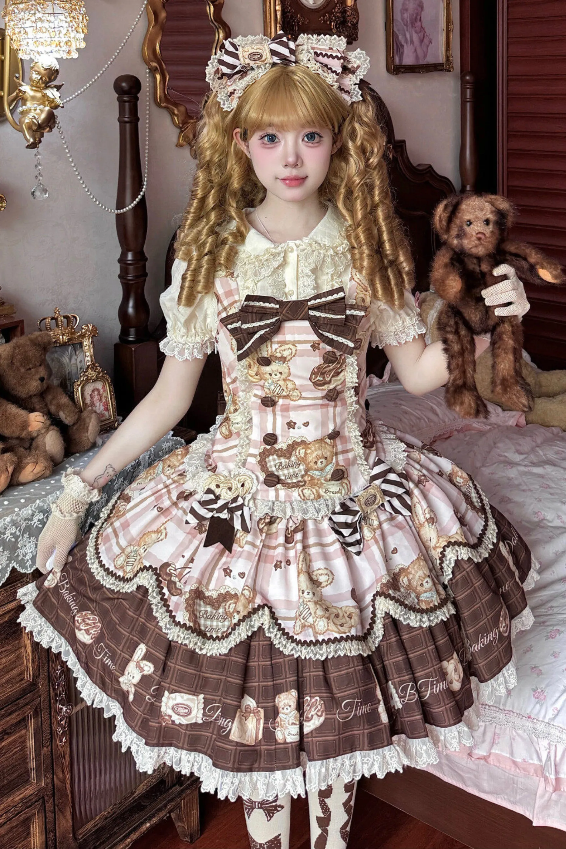 ベアティーパーティーロリータドレス+ジャンパースカート+シャツ+カチューシャ+ブローチ+エプロン sold by Belchic product image thumbnail 2