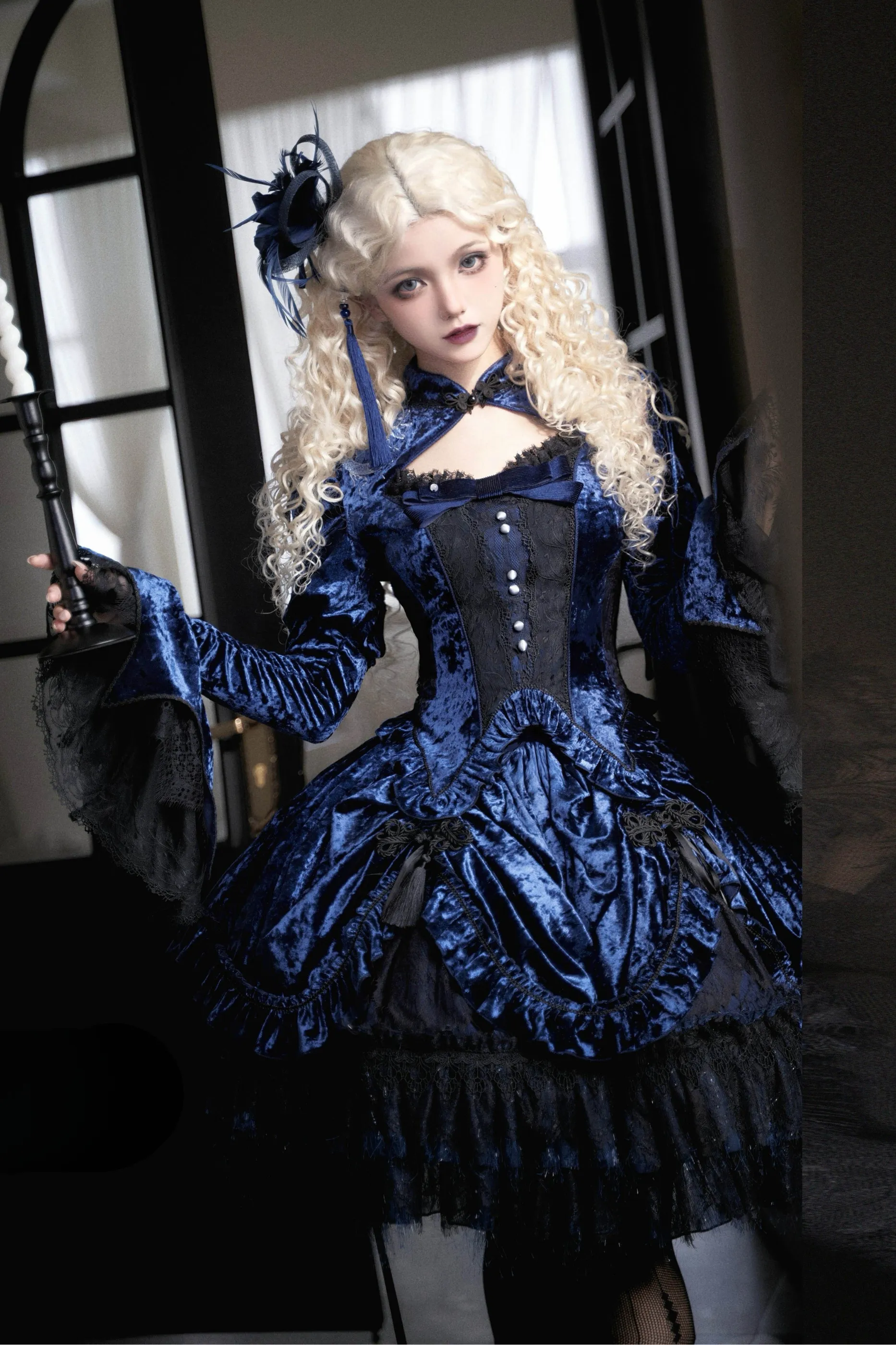 ゴシックベルベットスリーブロリータトップス+ベスト+スカート sold by Belchic