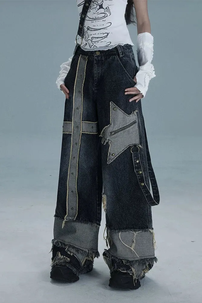 Y2Kデザインワイドレッグデニムパンツ sold by Belchic product image thumbnail 5