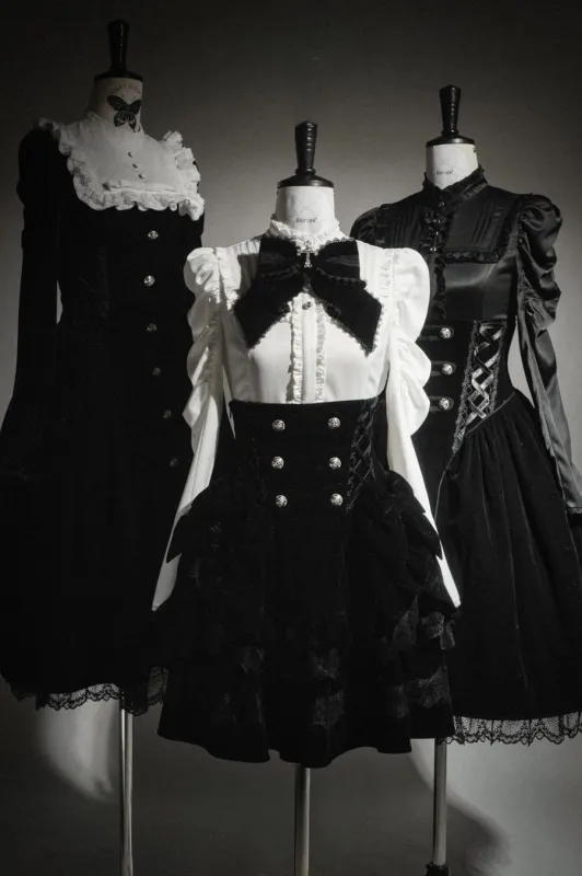 【4月15日予約締切】ダークゴシックベルベットドレス+シャツ+スカート+リボン made by Belchic
