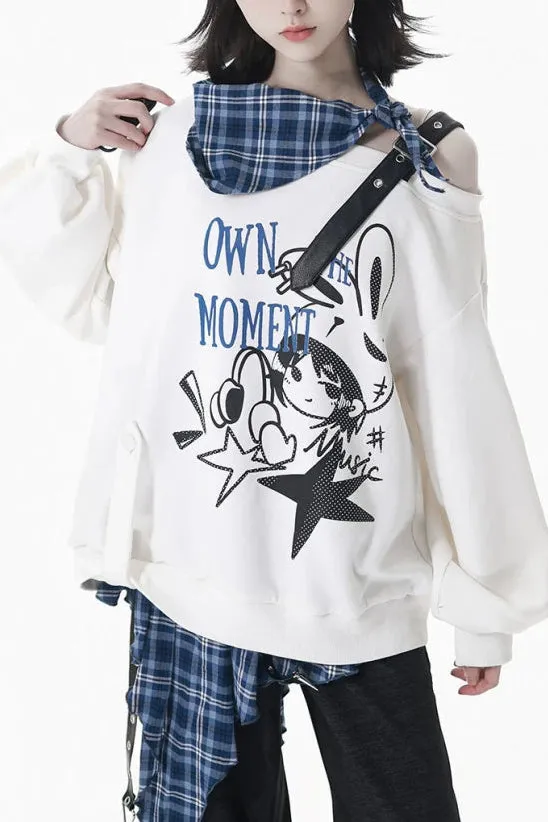 オフショルダースウェットトップス+アシメスカート+ロングパンツ sold by Belchic product image thumbnail 4