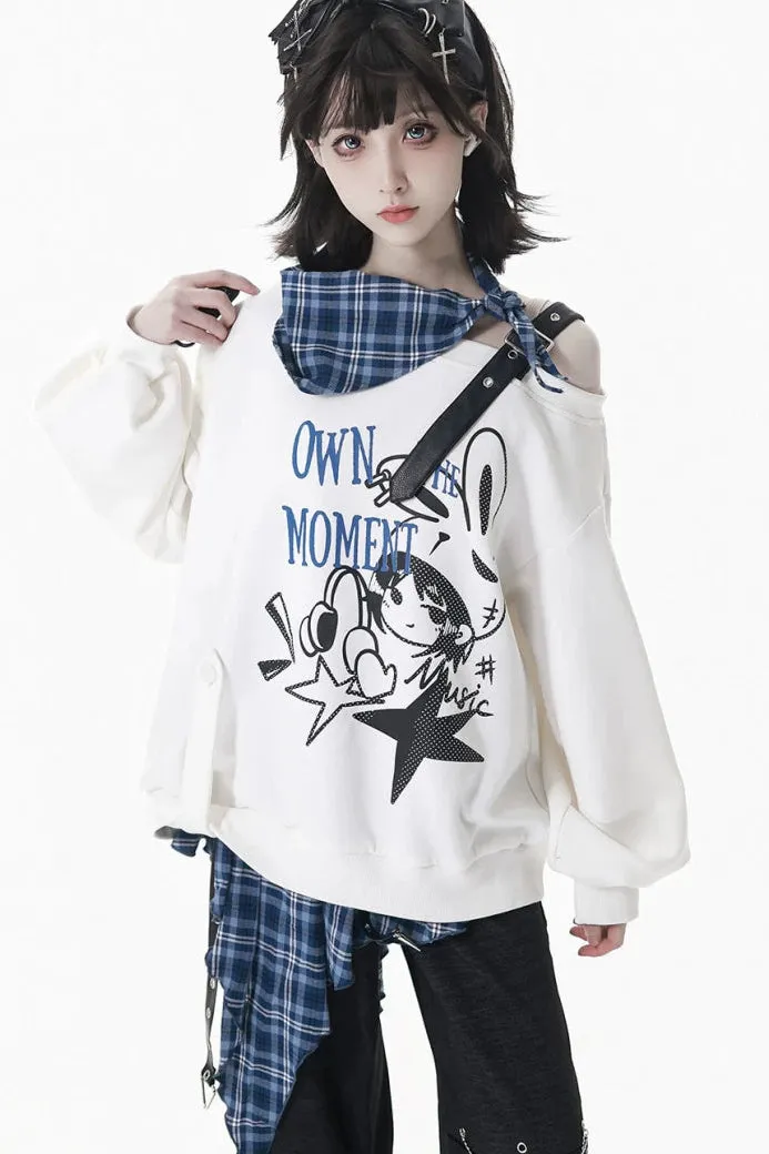 オフショルダースウェットトップス+アシメスカート+ロングパンツ sold by Belchic product image thumbnail 5