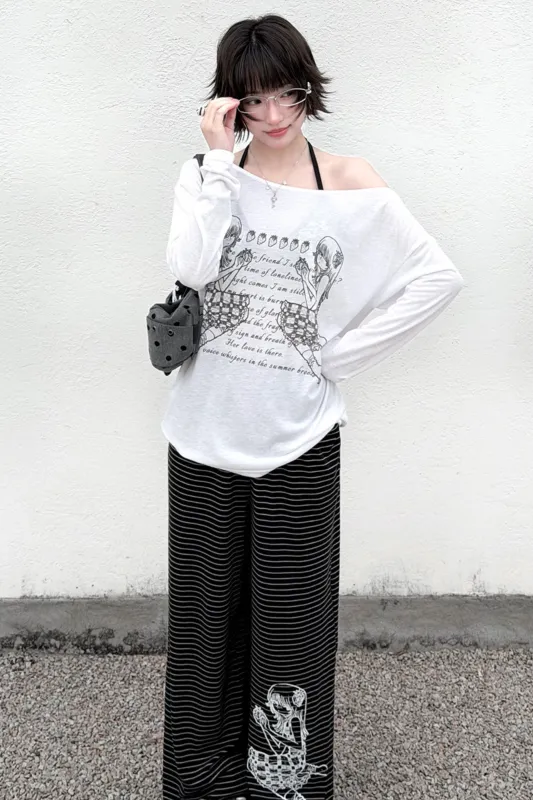 ワンショルダートップス+インナー+ルーズパンツ sold by Belchic