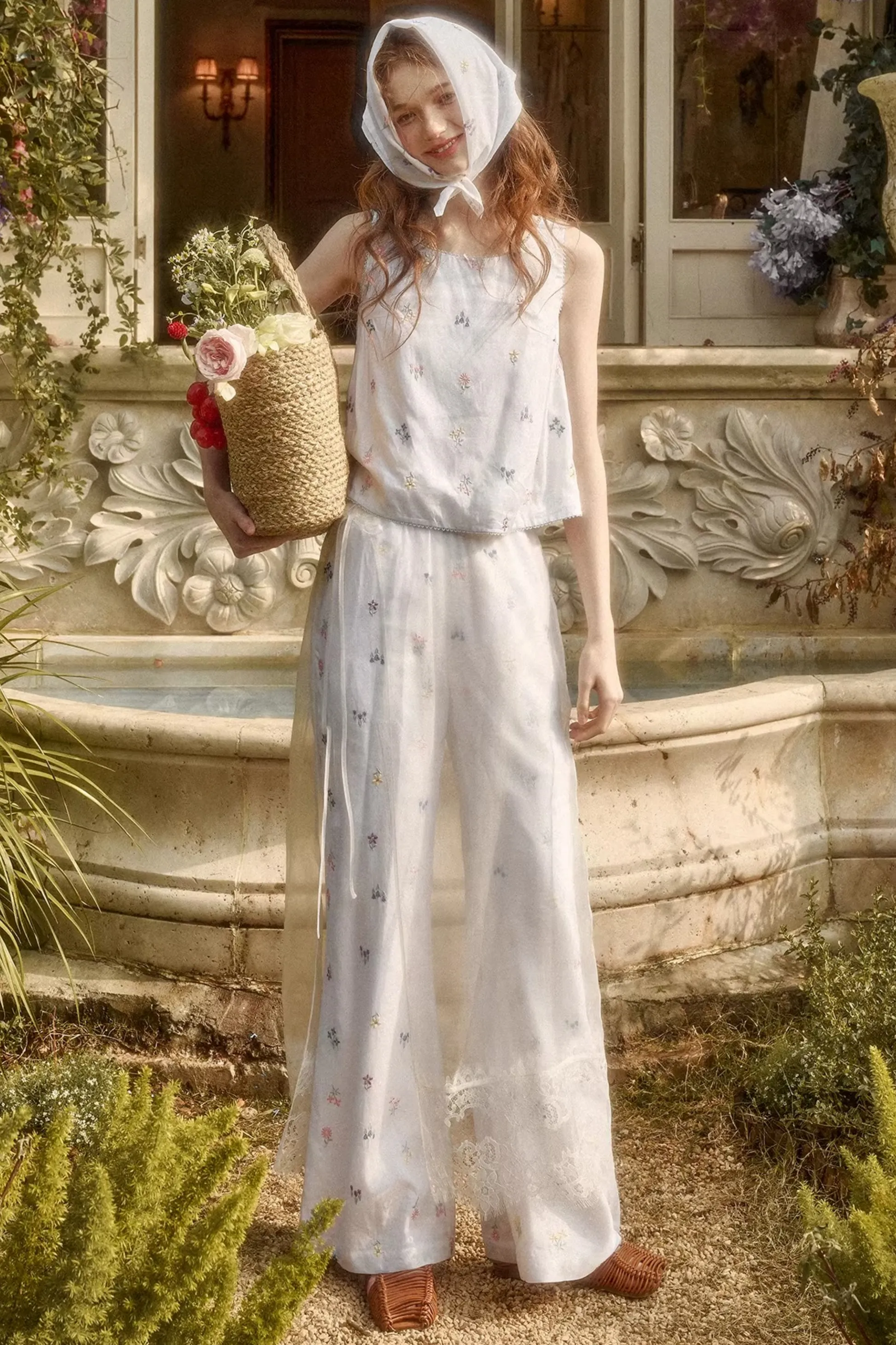 レトロフラワードレス+トップス+パンツ+カーテン+スカーフ sold by Belchic product image thumbnail 2