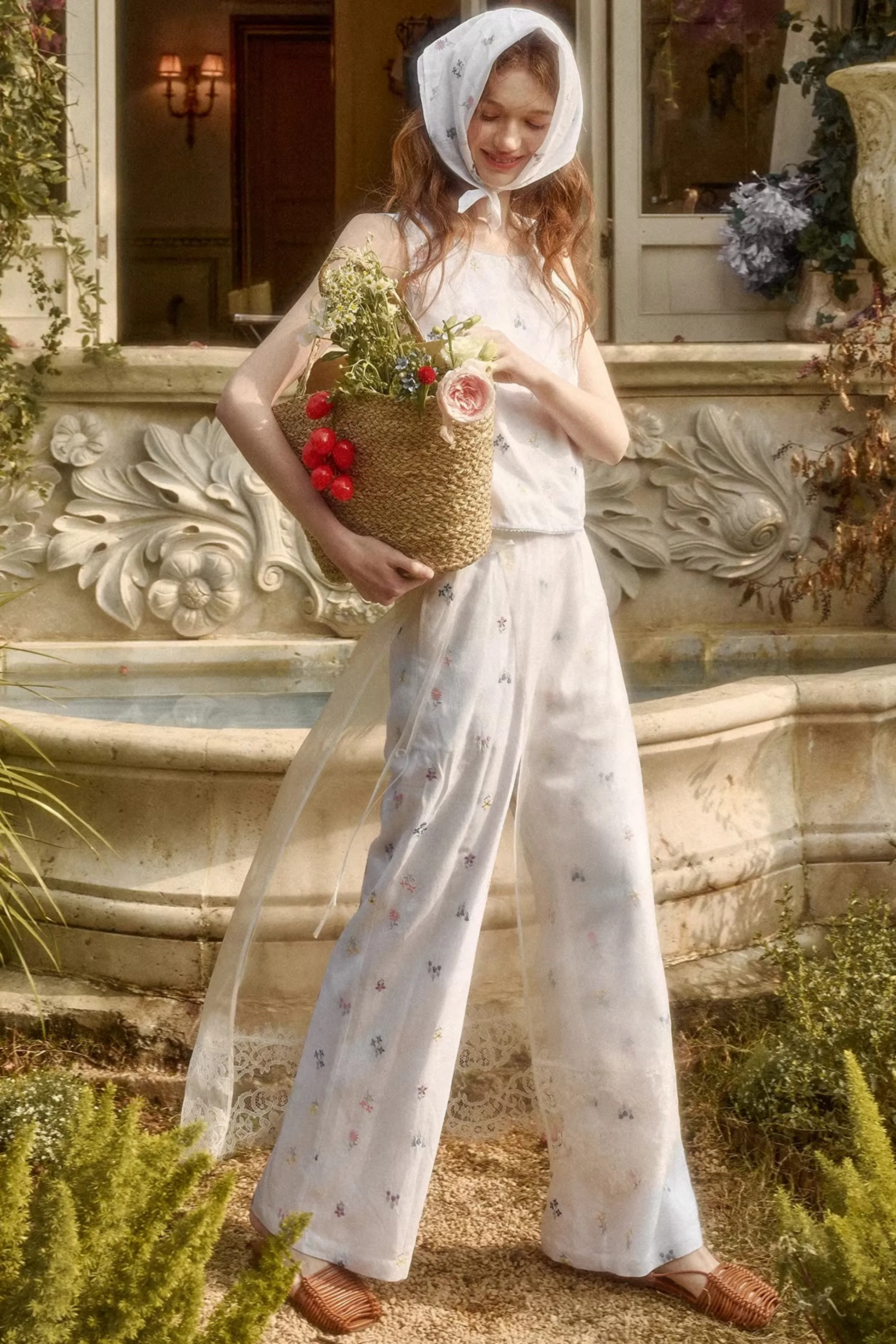 レトロフラワードレス+トップス+パンツ+カーテン+スカーフ sold by Belchic product image thumbnail 4