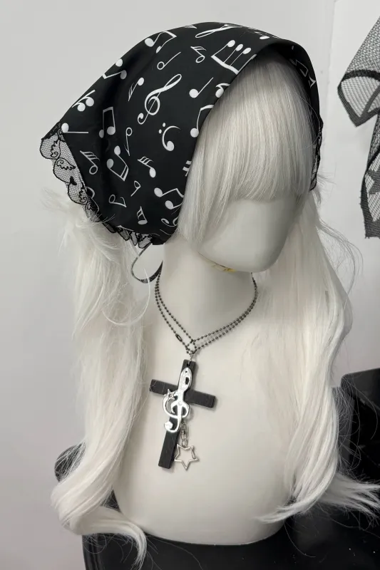 ミュージカルノートレースヘッドスカーフ made by Belchic