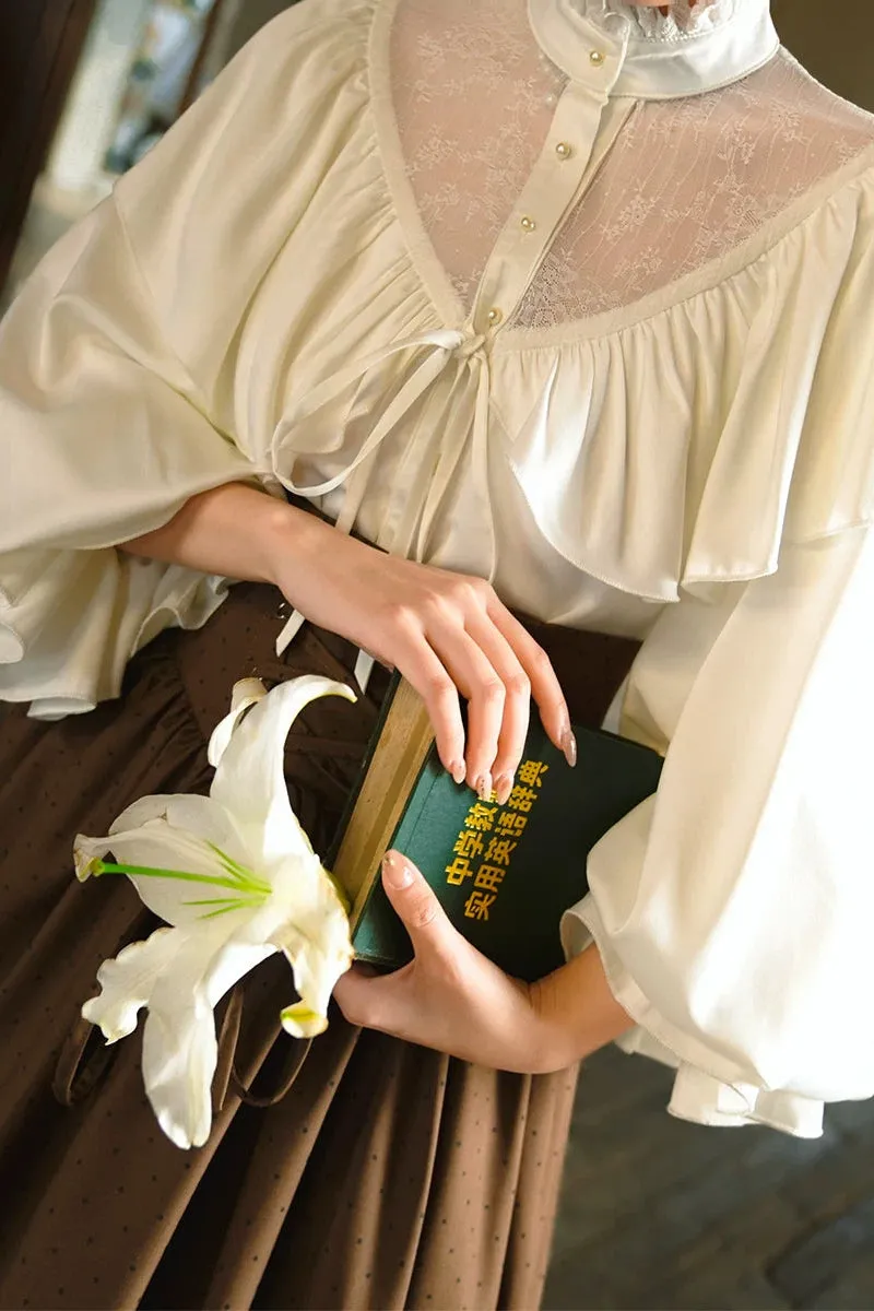 エレガントレトロミストパールサテンブラウス sold by Belchic product image thumbnail 5