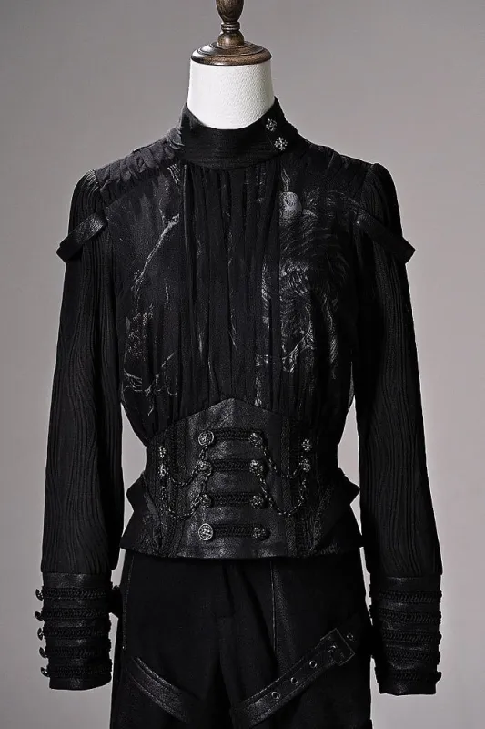 【6月8日予約締切】ファントムナイトダークゴシックプリンスウエストボタンディテールブラックトップス made by Belchic