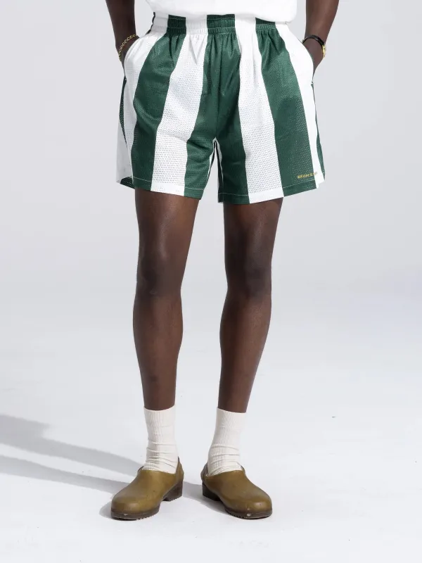 Mesh Shorts - Green-White Striped sold by Bram's Fruit