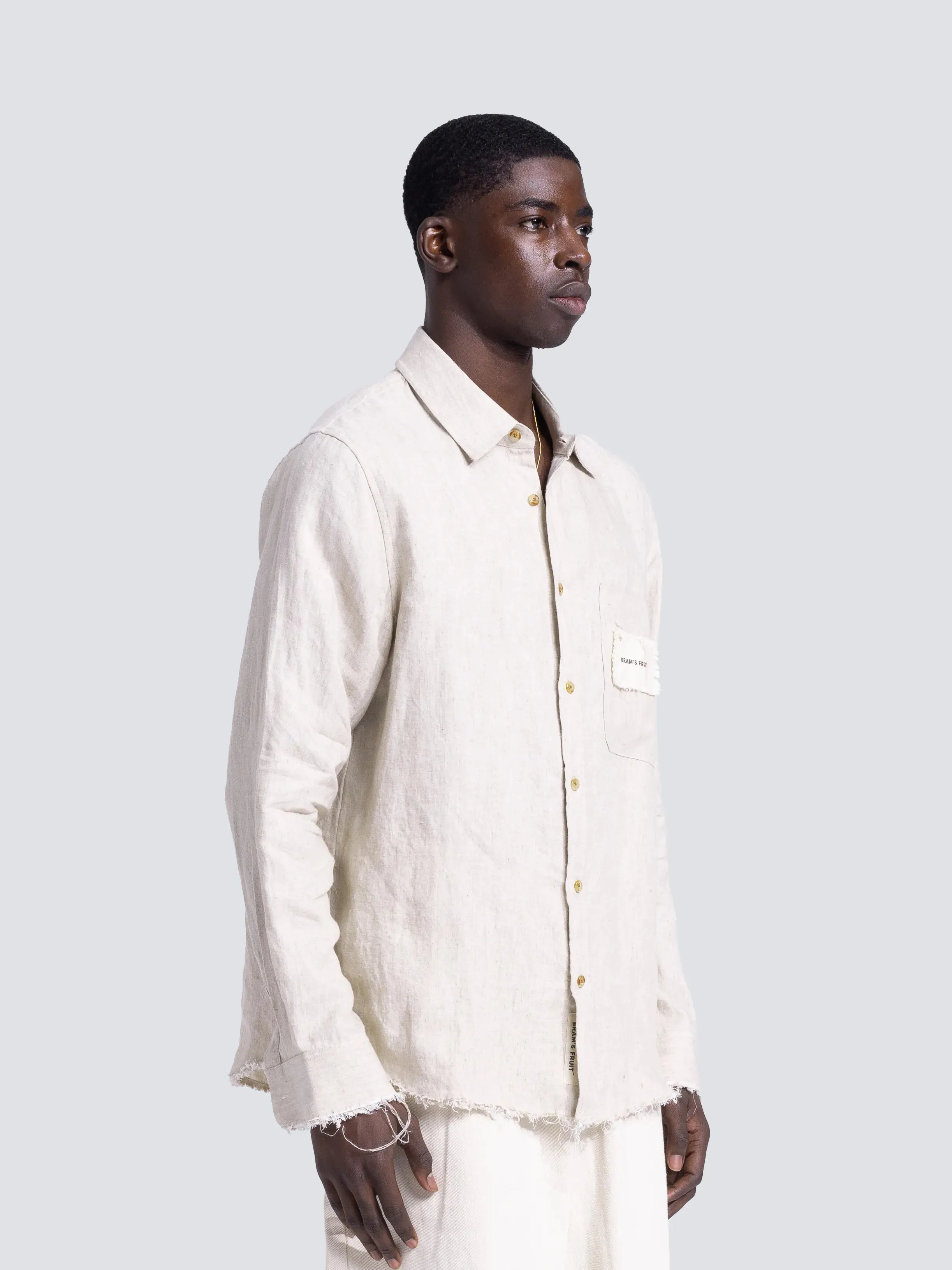 Distressed Linen Shirt Longsleeve - Natural Linen sold by Bram's Fruit product image thumbnail 2
