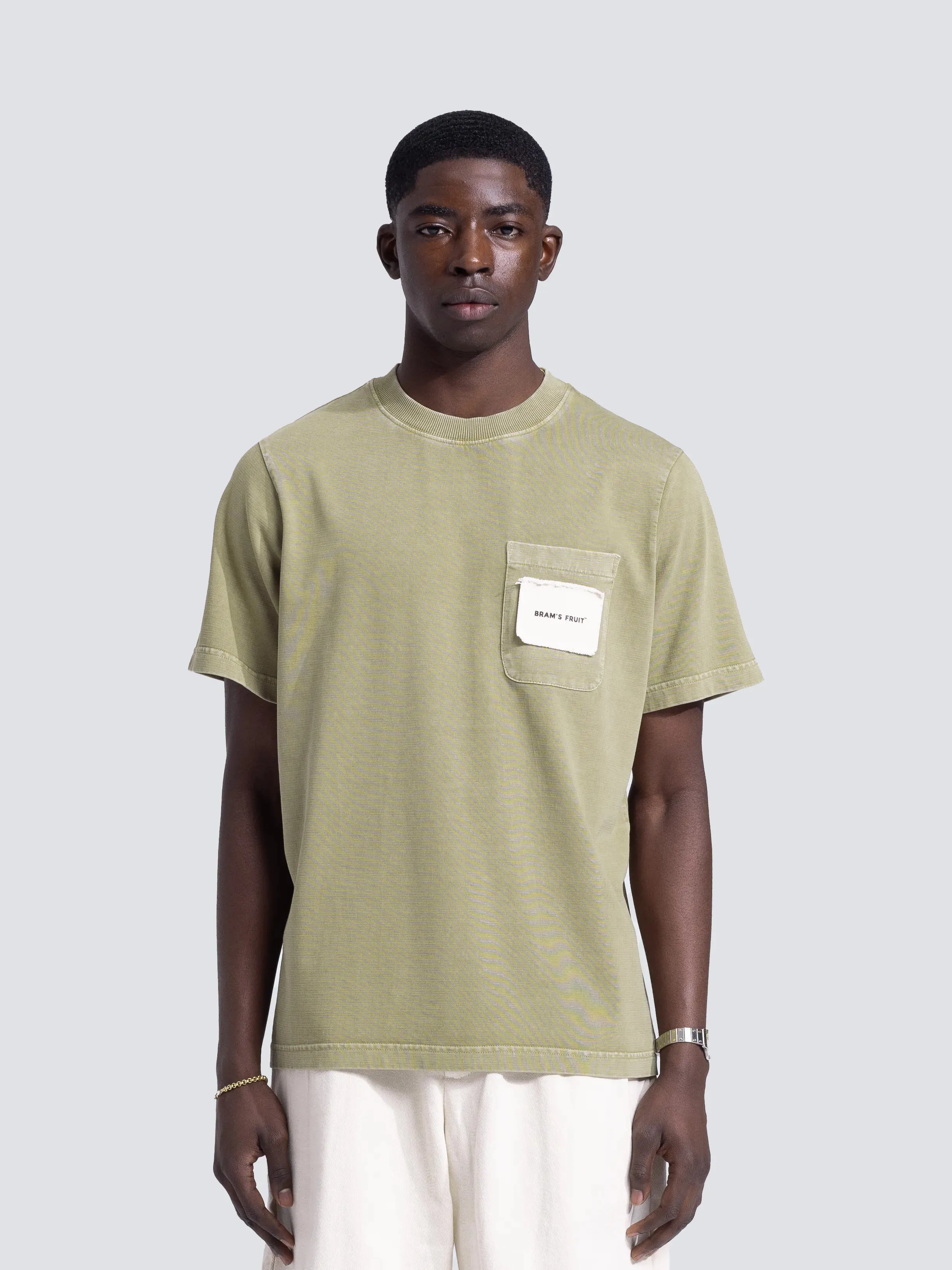 Chest Pocket T-Shirt - Washed Olive Green sold by Bram's Fruit