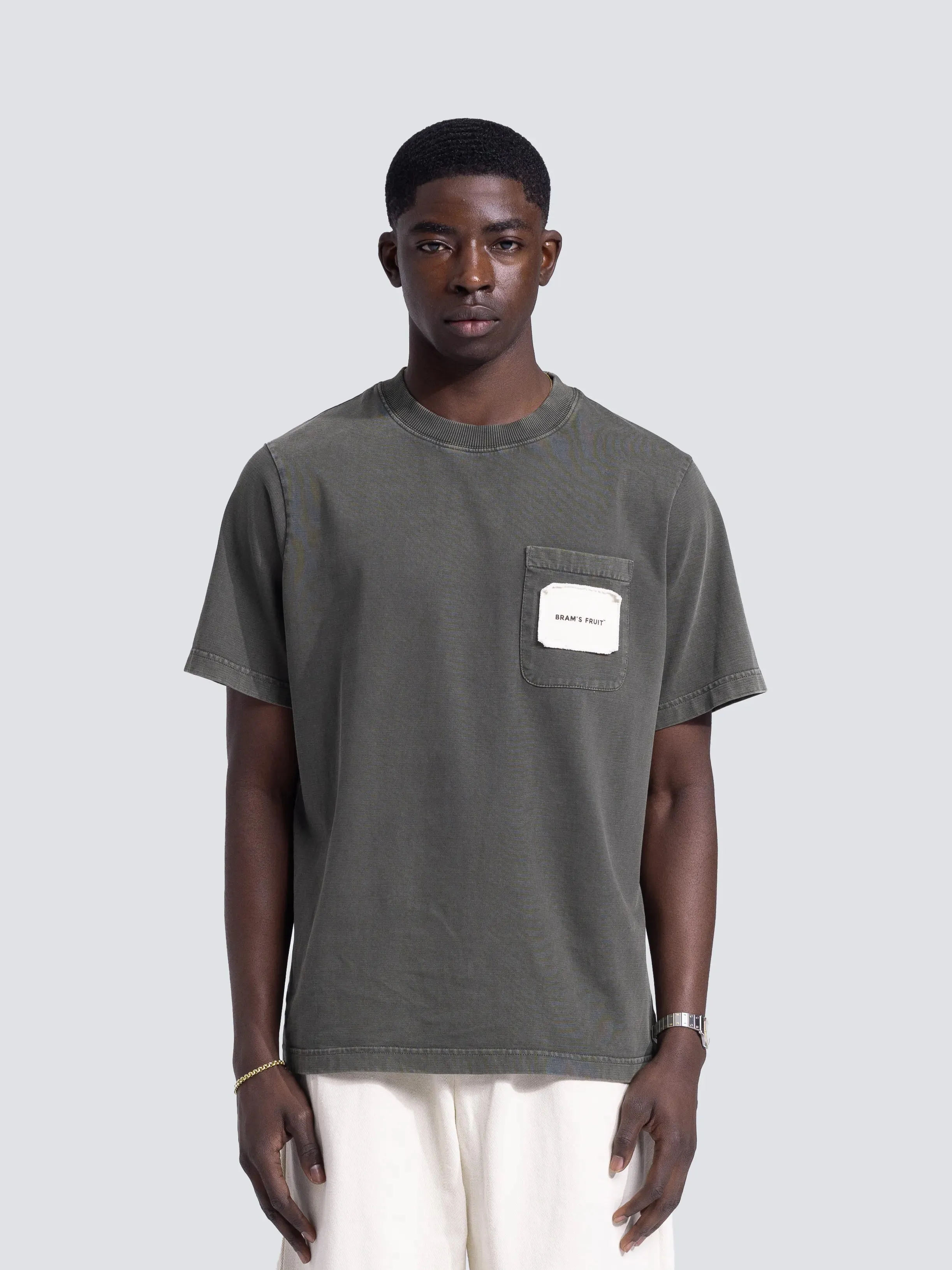 Chest Pocket T-Shirt - Washed Charcoal sold by Bram's Fruit