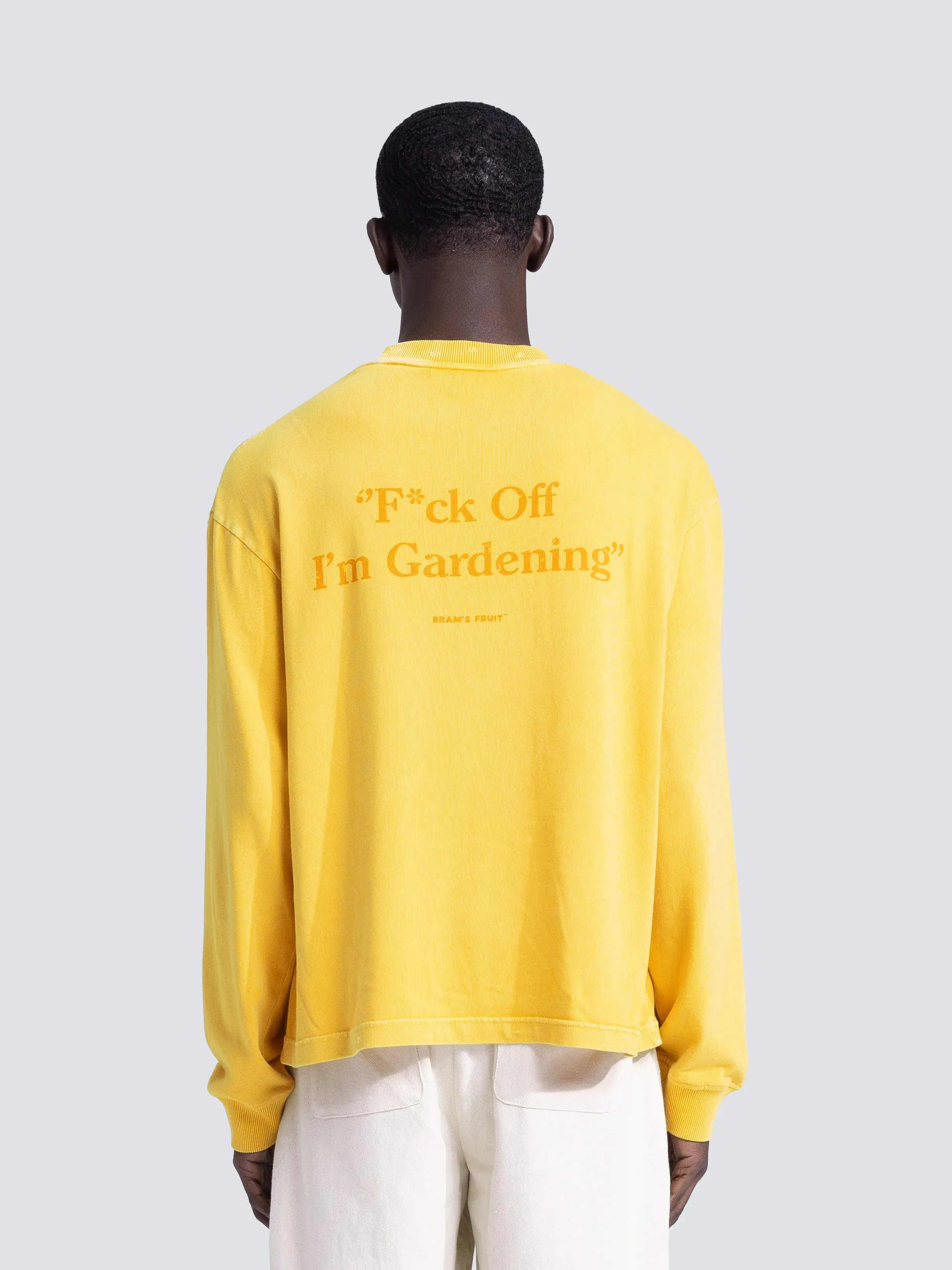 "F*ck Off I'm Gardening” Longsleeve Distressed - Washed Dried Orange sold by Bram's Fruit