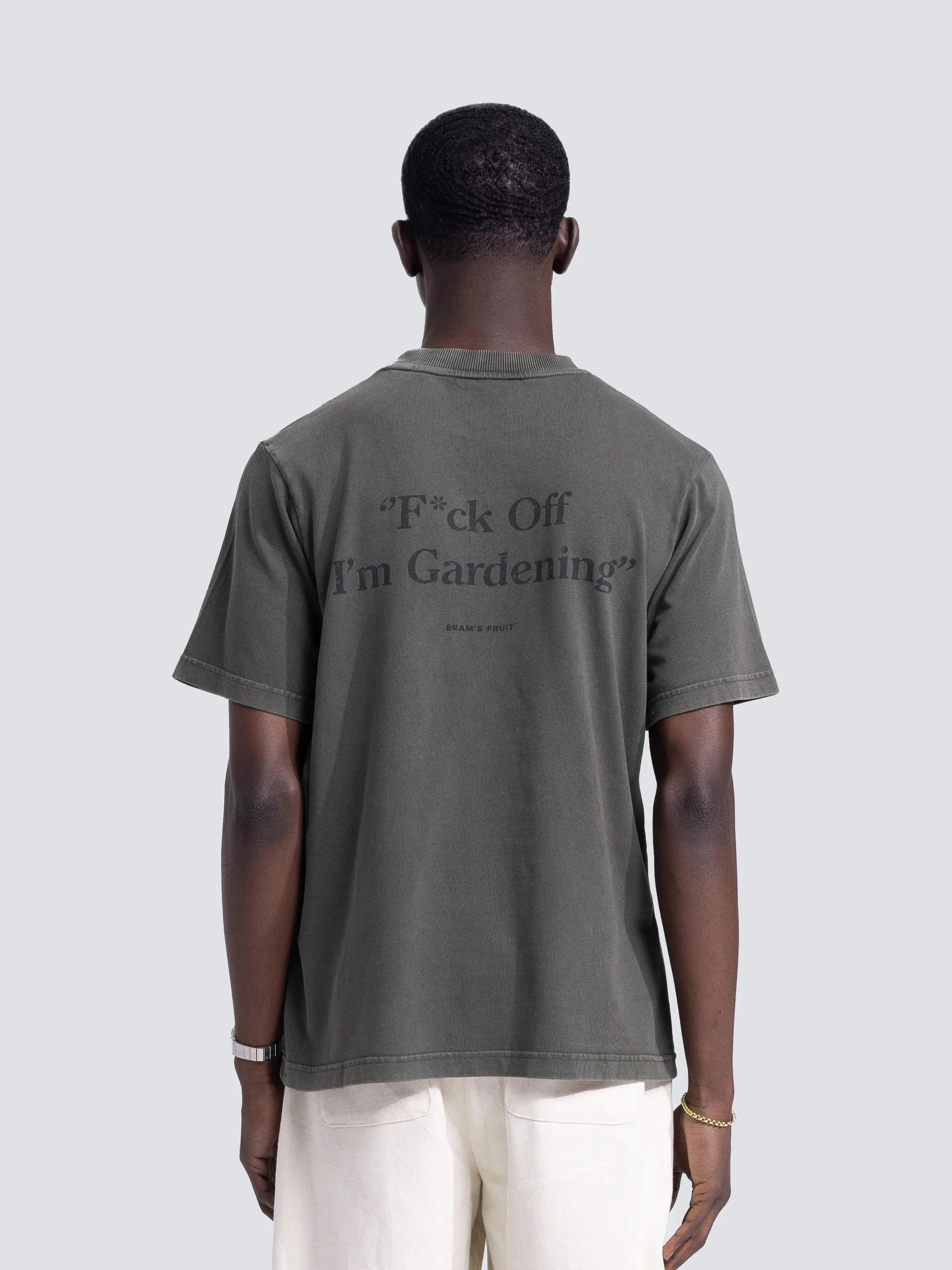“F*ck Off I'm Gardening” T-Shirt Distressed - Washed Charcoal sold by Bram's Fruit