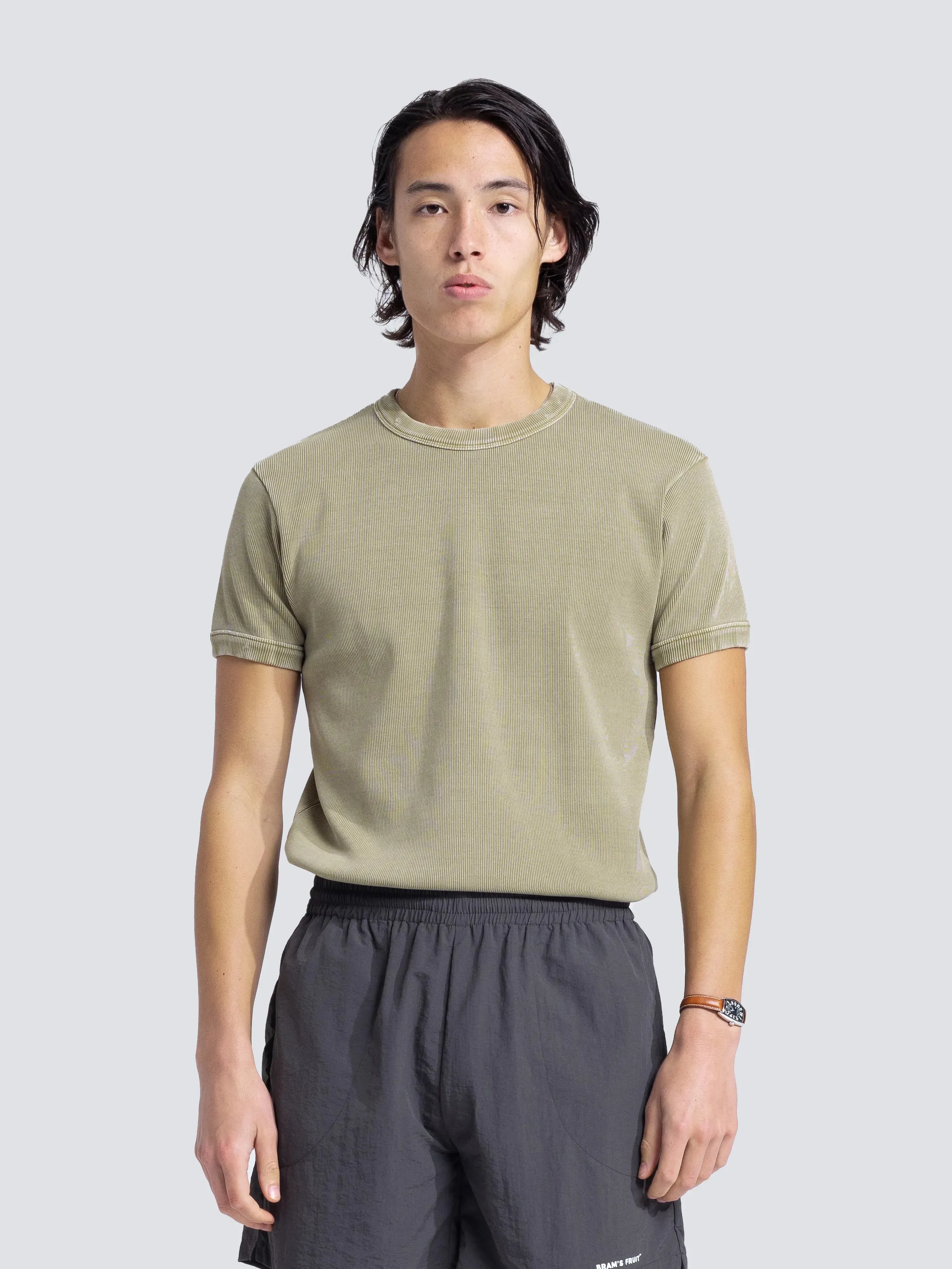 Heavy Rib T-Shirt Distressed - Washed Olive Green sold by Bram's Fruit