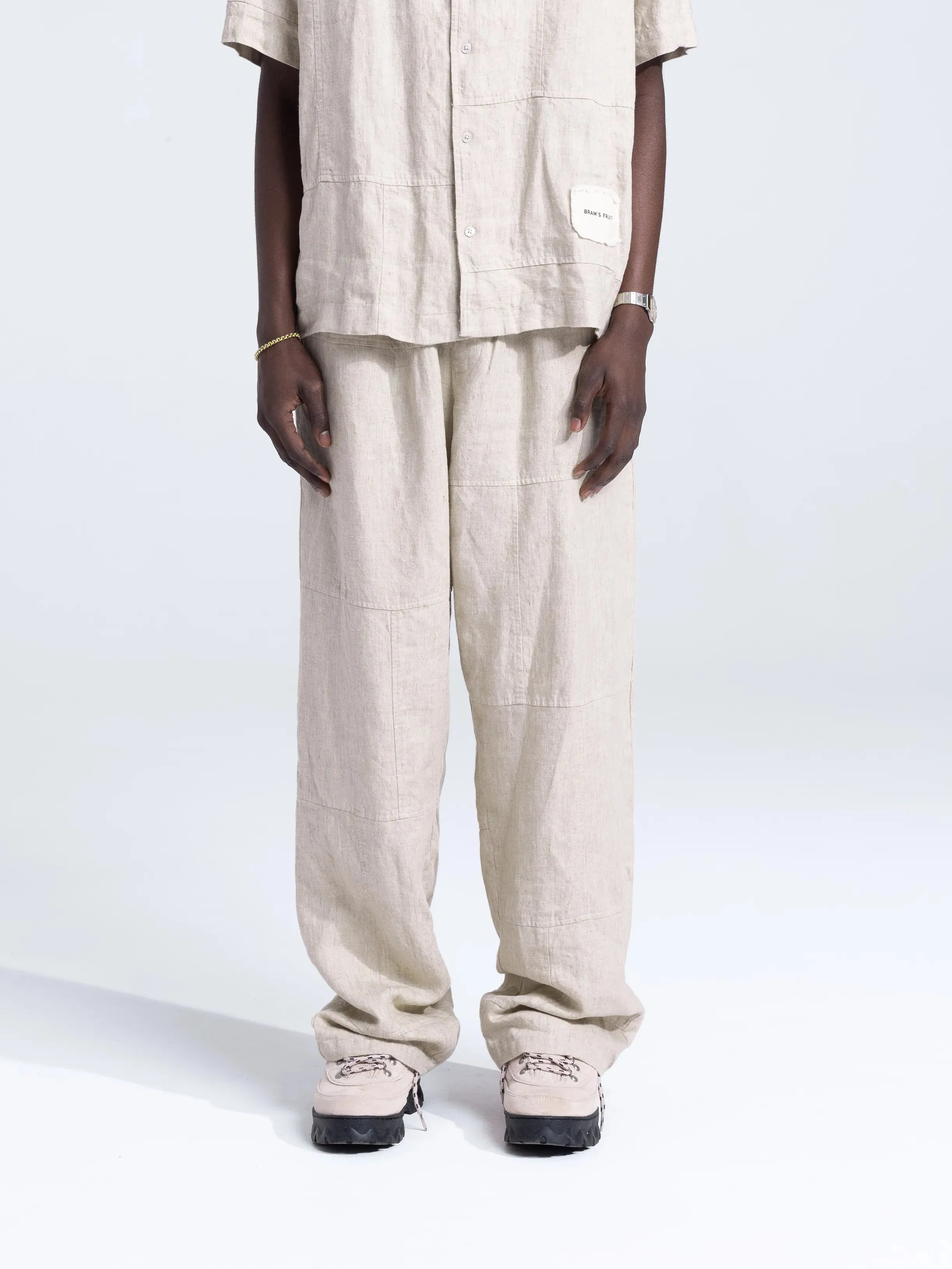 Linen Repair Trousers - Natural Linen sold by Bram's Fruit